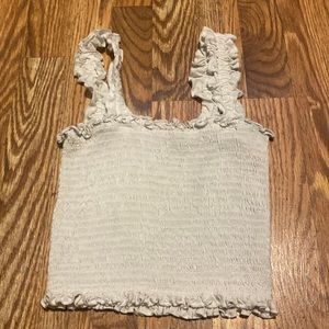 white crop top with ruffles